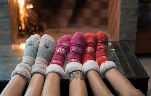 Imagen 5 de 9 de Medias Con Corderito Antideslizante Pantuflas Niños Sox