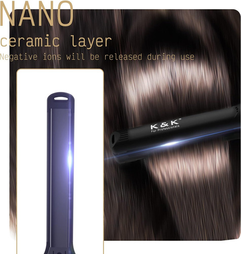 K&k Flat Iron Pequeno Mini Turmalina Titânio Alisador De Cab