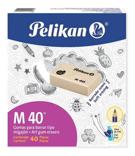40 Gomas Borrador Migajon Diseñadores Dibujantes Pelikan M40