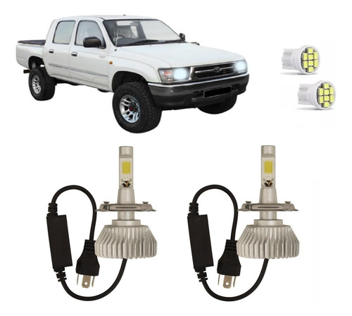 Kit Lâmpadas Super Led Farol Alto Baixo Hilux 1993 À 2001