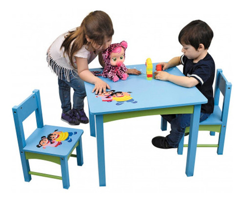 Juego De Mesa Y Sillas En Madera Infantil Super Oferta