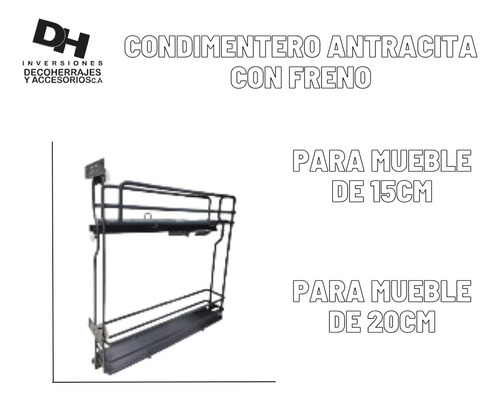 Condimenteros Antracita Dbg Para Mueble De 15cm Y 20cm