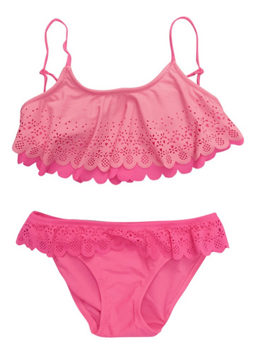 Traje De Baño De Verano Con Volantes Huecos Para Niñas, Conj