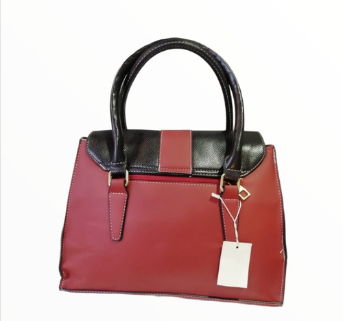 Imagen 2 de 3 de Bolsa De Dama M 9198-1 Vino Con Negro