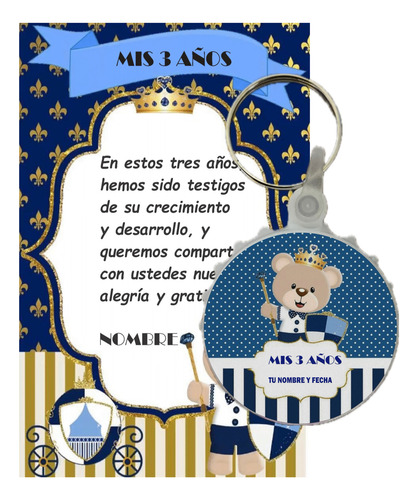 30 Recuerdo 3 Años Oso Personalizado