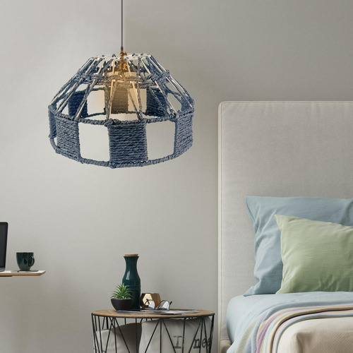 Lámpara Colgante Bohemio, Pantalla De Hilo Tejido, Salón De Té, Salón De Té
