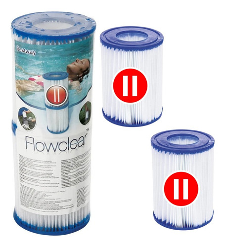 Filtro De Agua Ii X 2u Bomba Bestway 13x10cm Flow Clear