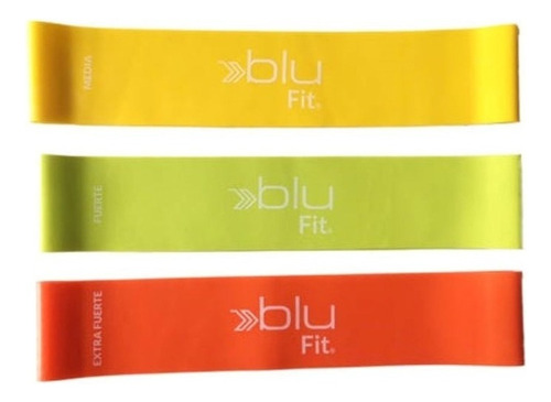 Set X 3 Bandas Elasticas Blu Fit Para Ejercicio Multicolor