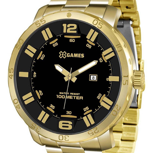 Relógio X-games Grande Dourado Masculino Xmgs1022 P2kx + Nf