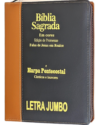 Bíblia Sagrada Letra Jumbo Capa Pu Luxo Arabesco Preta - Capa Flexível