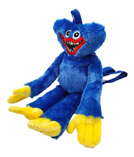 Bolso Mochila Peluche Huggy Wuggy. Mochila Azul Huggy. 