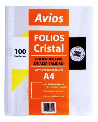 Folios / Fundas Plasticos A4 X 100