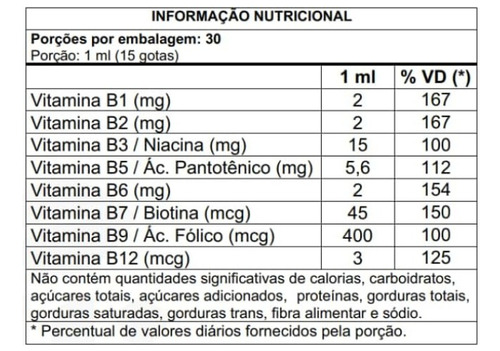 Complexo B (b1, B2, B3, B5, B6, B7, B9, B12) 30ml Celliv