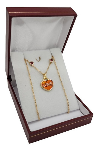 Regalo Para Novia Collar Amor Love Corazon Y Aros Enchapado