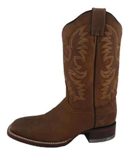 Bota Rodeo Hombre Cuatralba Punta U Vaqueta Crazy Miel Café | Envío gratis