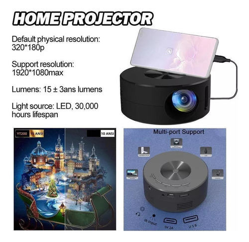 Mox Mini Proyector Led 2024 Hd 1080p Home Theater Laptop