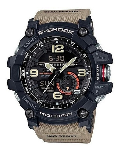Relógio de pulso Casio G-Shock GG-1000 com corpo preto,  analógico-digital, para masculino, fundo  1a5, com correia de resina cor e fivela simples