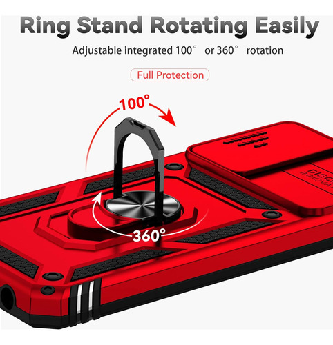 Funda Para Galaxy A13/m13 5g Uso Rudo Cámara Carcasa+mica Rojo Samsung Galaxy A04s/a13 5g/m13 5g/a04 4g