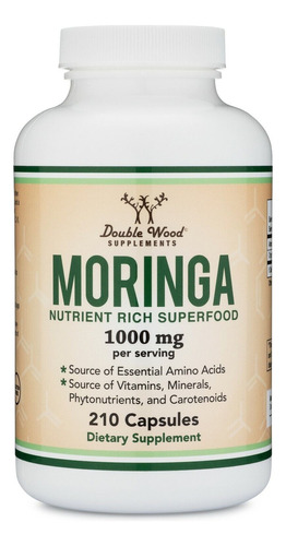 Double Wood Moringa Orgánica Y Vegana 500mg 210 Caps Sabor Sin Sabor