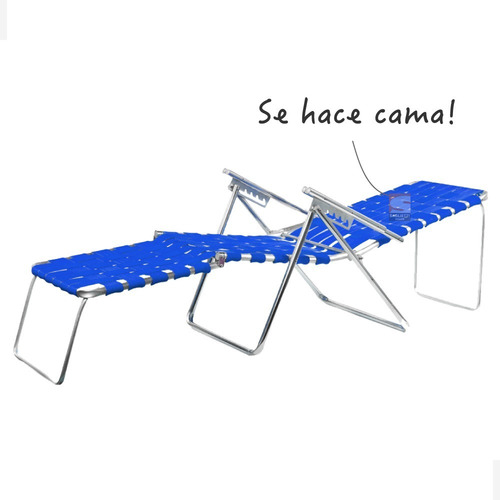 Imagen 5 de 10 de Reposera Cama Camastro Apoya Pies Aluminio 140 Kg Alumel 160