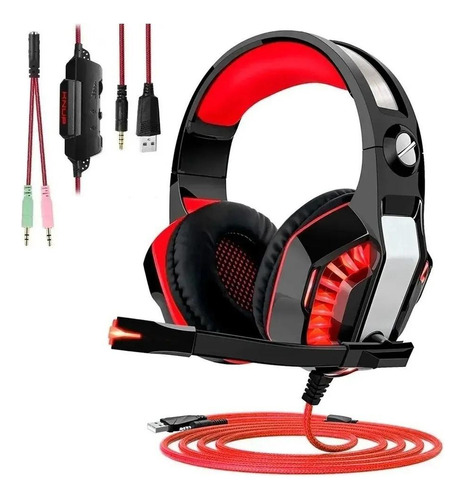 Headset Gamer Knup Kp-491 Pc, Ps4, X-box One - Led Vermelho