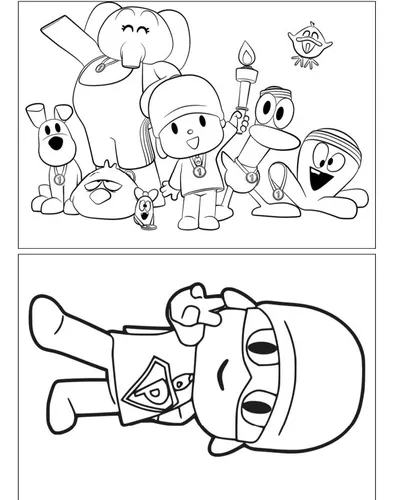 Pocoyo e seus amigos brincando para colorir