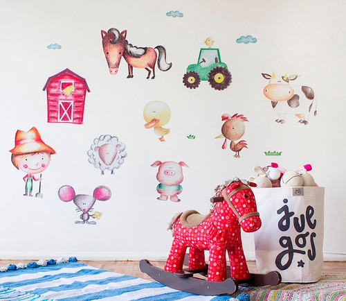 Imagen 1 de 3 de Linda Wall Vinilos Pared Granja Decoración Infantil Animales