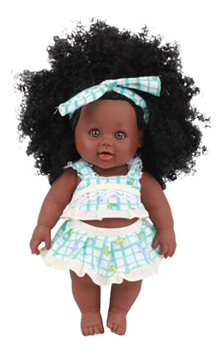 Bebé Negro Africano Negro, Lindo, Rizado, Negro, 35 Cm (13.8