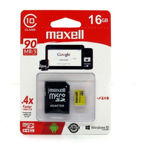 Micro Sd Maxell 16gb Clase 10 Con Adaptador - Otec