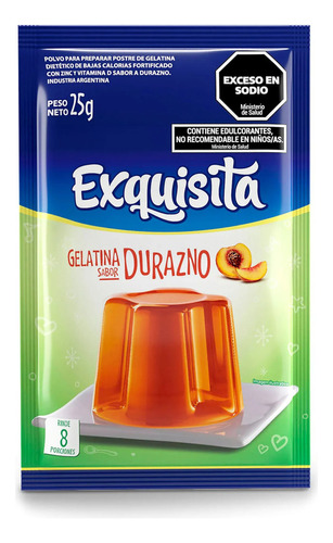 Polvo Para Gelatina Sabor Durazno Exquisita 25gr