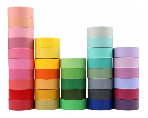 36 Roll Washi Tape Masking Rainbow Color For Diy Journal