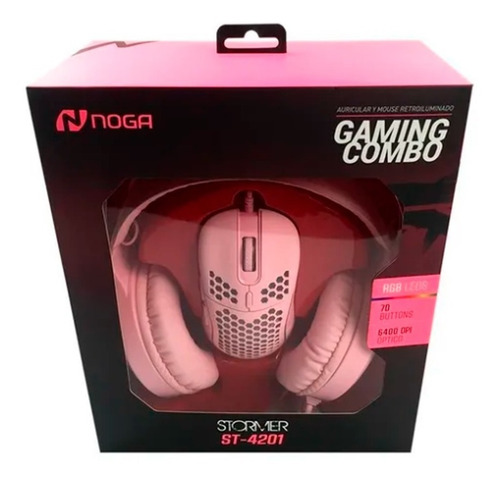 Imagen 6 de 7 de Combo Gamer Auriculares Y Mouse Luces Led Kit Nena Noga 4201