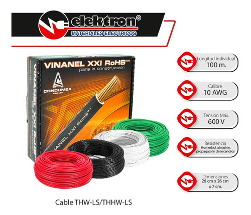 Imagen 3 de 7 de Kit 3 Cajas 100 Mts Cable Blanco,negro,rojo Cal 10 Condumex