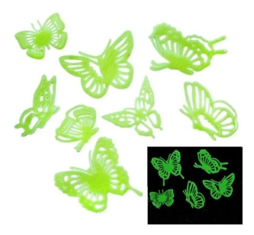 Mariposas Fluorescentes Brillan En La Oscuridad X 24 U