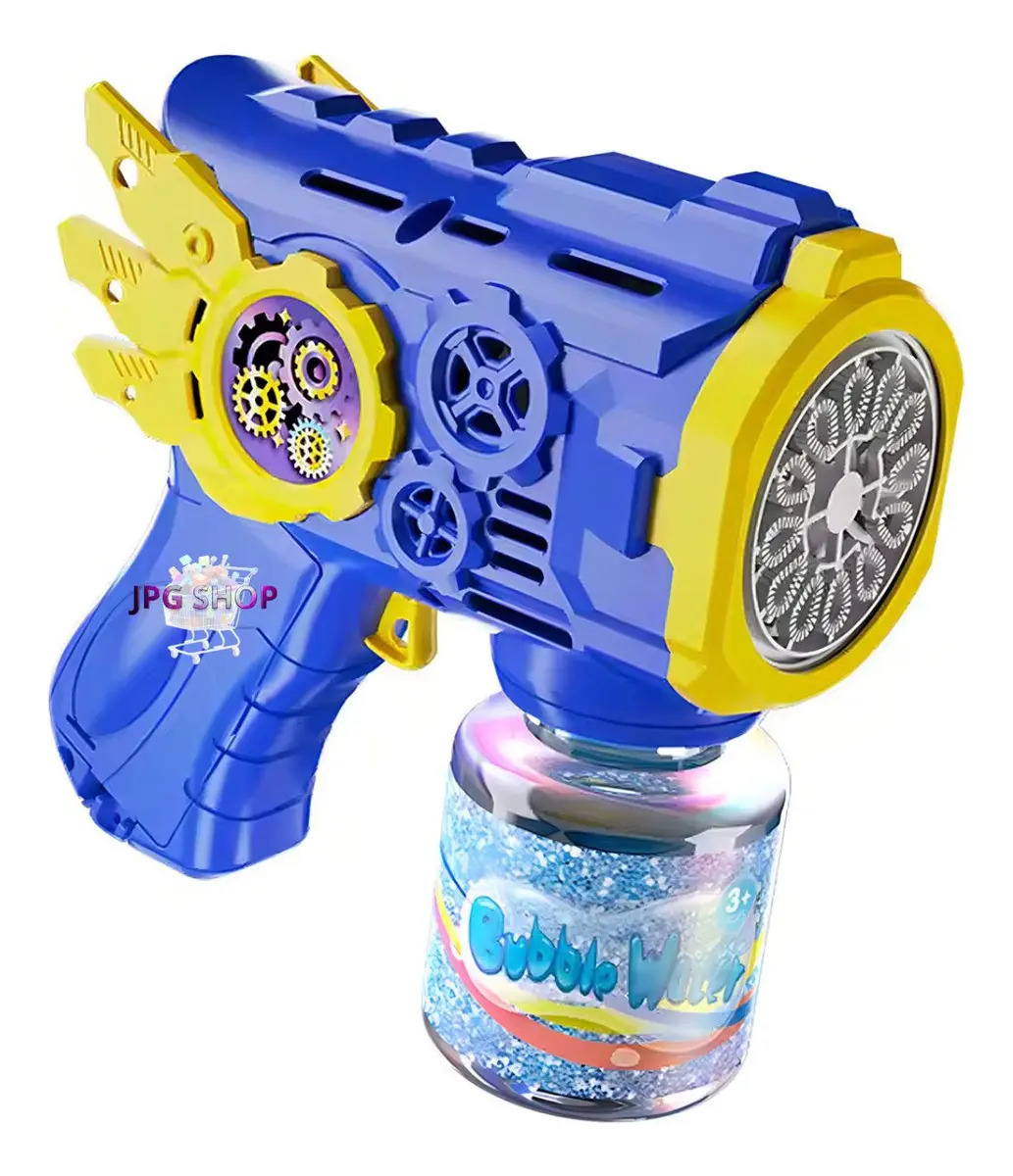 Pistola Lança Bolhas de Sabão Automática JPG Shop Azul Com Luz e Líquido