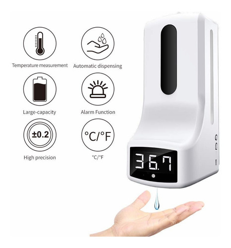 Imagen 2 de 10 de Dispensador De Gel Automático K9 Con Termómetro