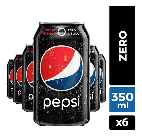 Pack 6 Bebida Pepsi Zero En Lata 350cc