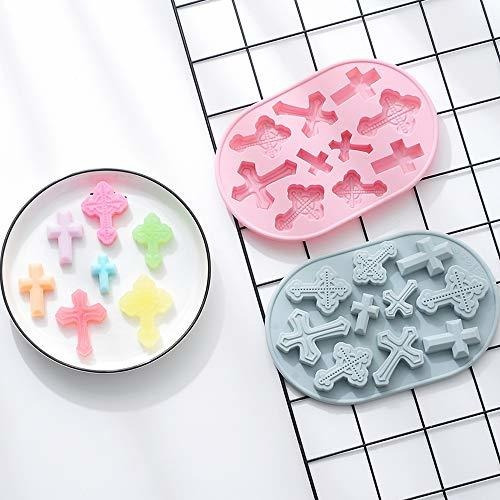 Moldes De Silicona Con Forma De Cruz 2 Piezas Azul Rosa