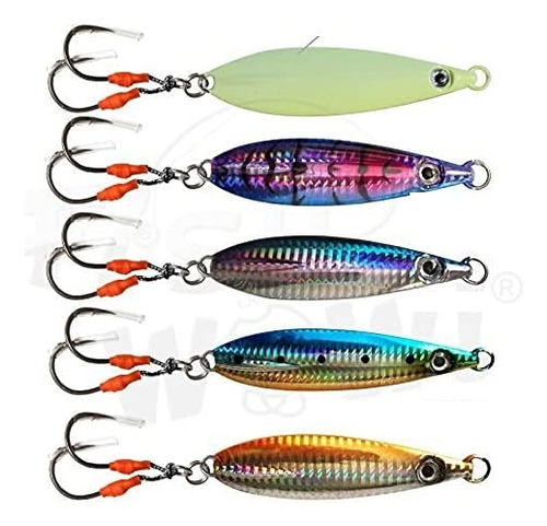 5 Pieza 4.23 oz Fish Wow!® Pesca Plana Caida Vertical Do