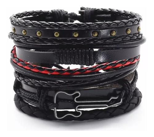 Manilla Pulsera De Cuero Para Hombre Guitarra 