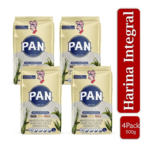 Imagen 1 de 3 de Harina Integral Harina Pan Blanca 500g X4 Uds