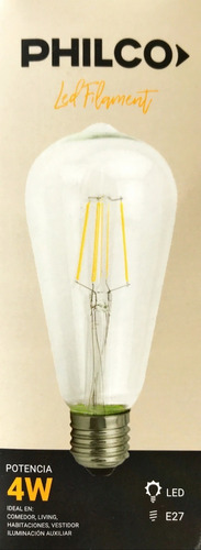 Lámpara Led Edison Vintage Filamento E27 4w St58 Cálida Fría
