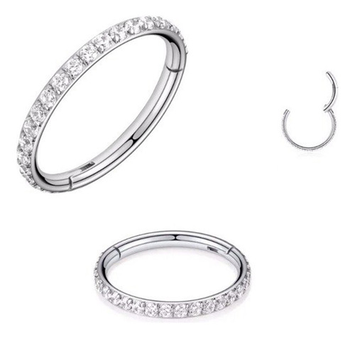 Argolla Piercing 316 Sin Fin Cubic Labio Nariz Helix Ombligo Plateado 10mm
