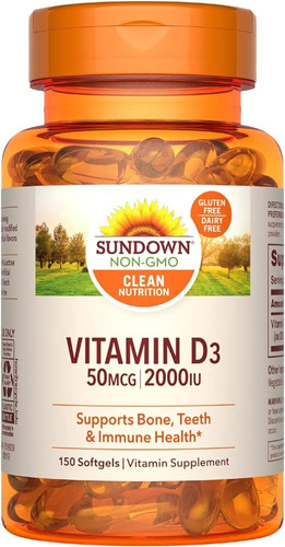 Vitamina D3 2000ui Sundows Naturals Americano 150 Softgels