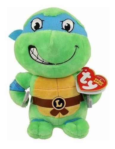 Imagem 1 de 4 de Pelucia Beanies Babies Tartaruga Ninja Leonardo 16 Cm Dtc Ty