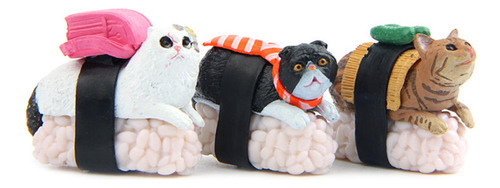 5 Uds. Estatuilla De Gato De Sushi Bonita Mascota En