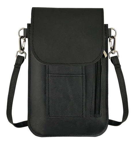 Imagen 2 de 8 de Cartera Porta Celular Bandolera Morral Tarjetas Eco Cuero Pu