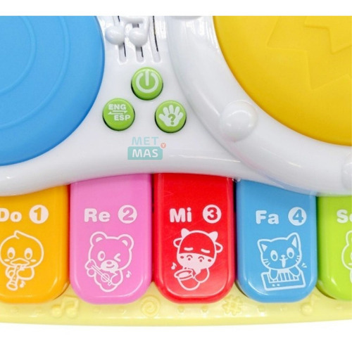 Imagen 2 de 4 de Organo Musical Infantil Didactico Interactivo Ingles Español Color Blanco