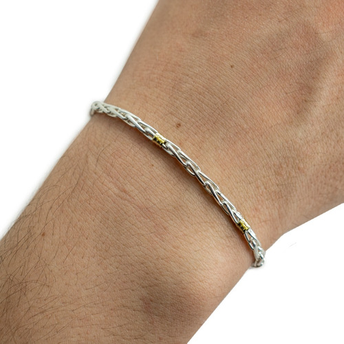 Pulsera Plata Y Oro Espiga Hombre - Garantía Regalo