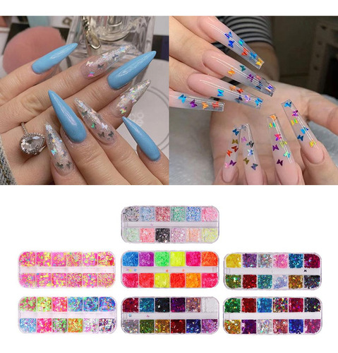 12 Colores/caja De Lentejuelas Con Purpurina Para Uñas 01